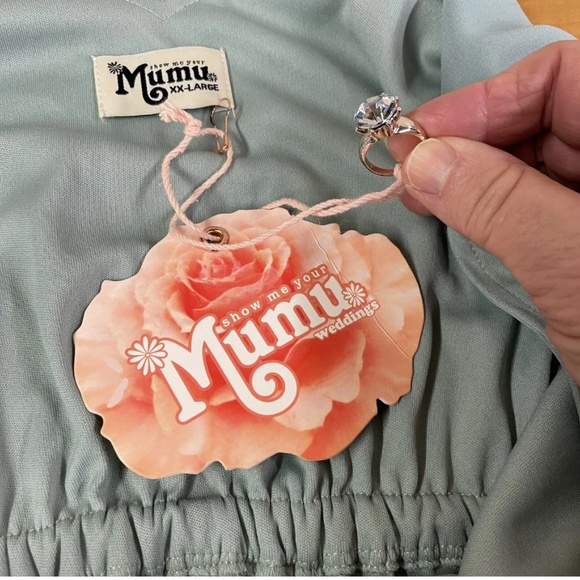 Show Me Your MuMu Kendall Maxi Dress Size XXL Silver Sage Crisp Chiffon BNWT - Picture 7 of 7